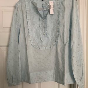J.Crew Ruffle Shirt in light blue